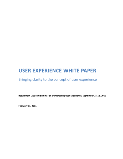 Imagem do post User Experience White Paper: Bringing clarity to the concept of user experience