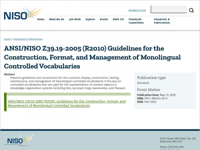 Imagem do post Guidelines for Construction, Format, and Management of Monolingual Controlled Vocabularies