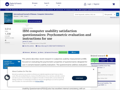 Imagem do post IBM computer usability satisfaction questionnaires: Psychometric evaluation and instructions for use